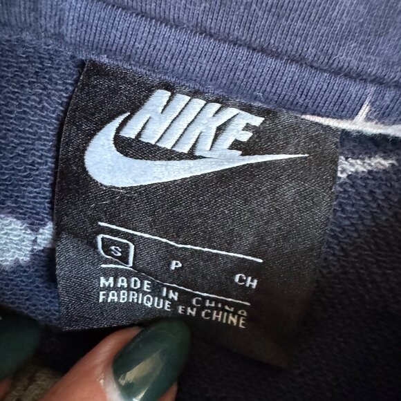 Nike Sportswear Club French Terry Pullover Hoodie Blue and White Tie Dye - - Picture 6 of 12